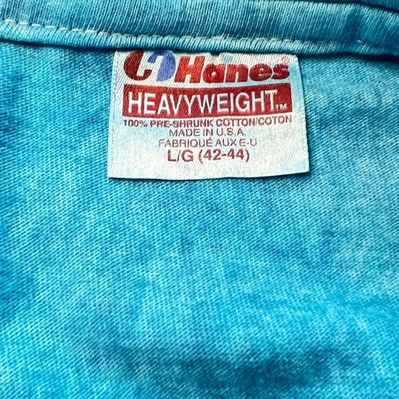Hanes heavyweight tee shirt. Large 42-44. Siesta Key Florida. Gold blue-green. - Picture 5 of 6